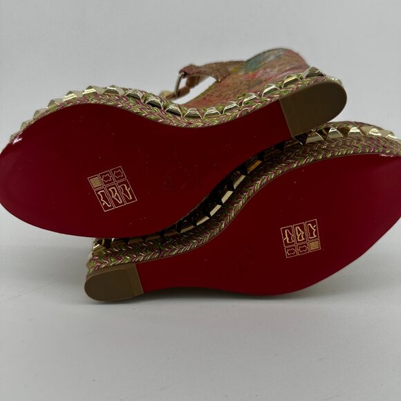 Louboutin Cork Bloom Cataclou Studded Wedges - Size 39 - Picture 10 of 10